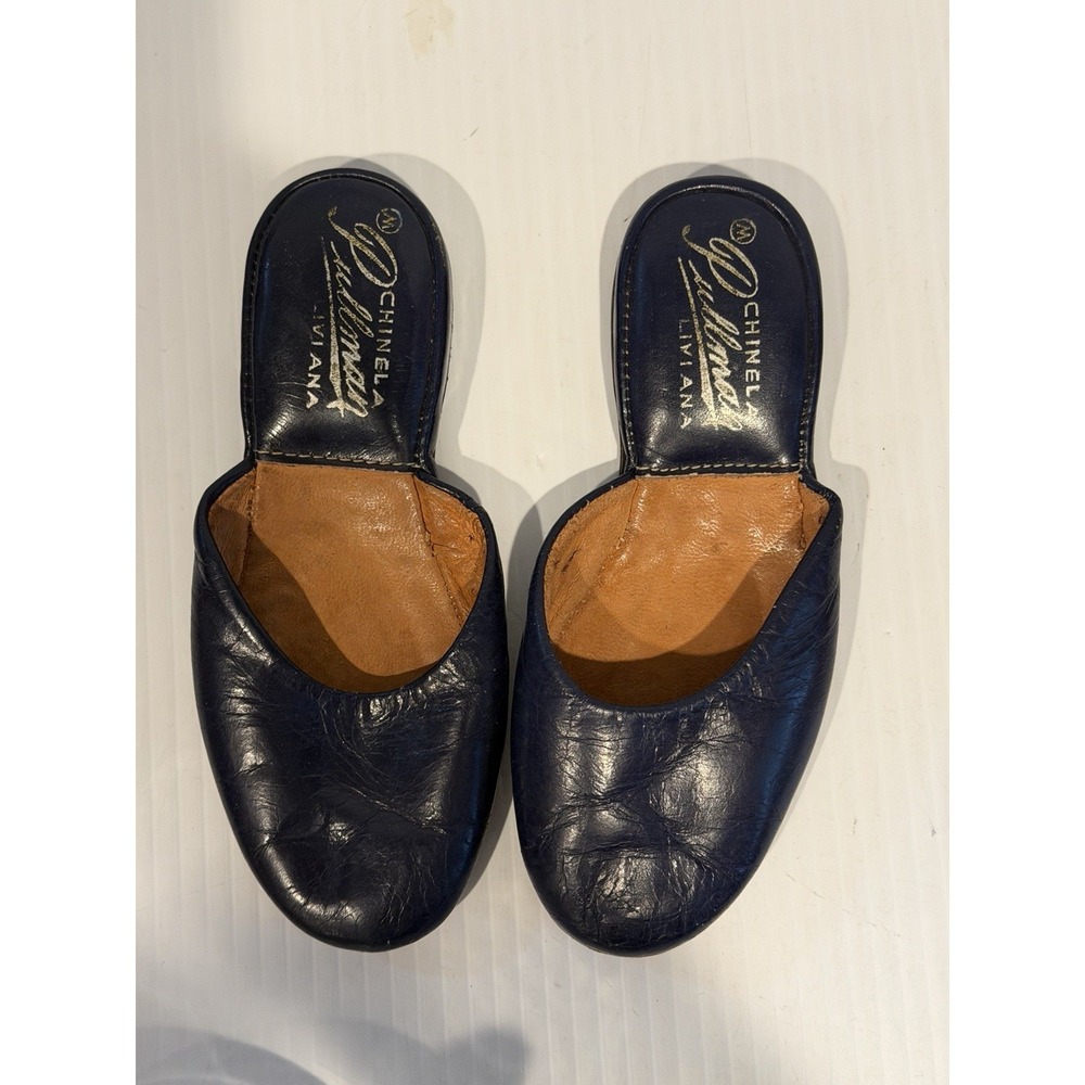 Vintage Pullman Chinela Liviana Childrens Train Sleeper Car Slippers Blue Shoe